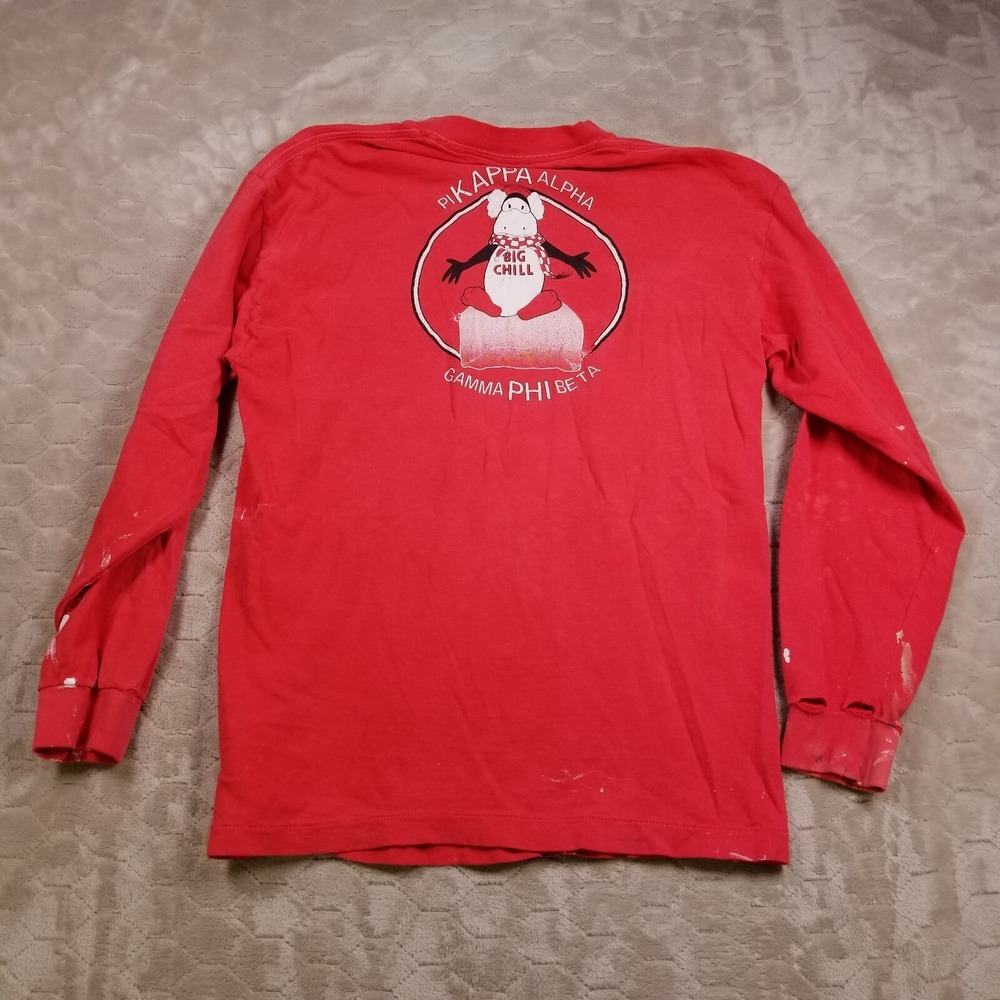 VTG 1987 Winter Carnival Shirt Sz Lg Greek Formal Party Pi Kappa Alpha PAINTED - Picture 13 of 15